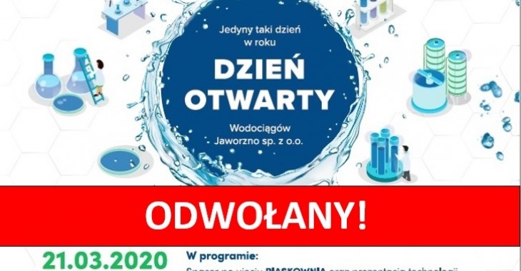 Dzień Otwarty Wodociągów Jaworzno odwołany Dzień Otwarty Wodociągów Jaworzno odwołany